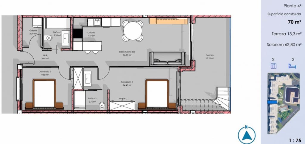 2 soverom Penthouse til salgs i El Raso med svømmebasseng - € 345 000 (Ref: 9802820)