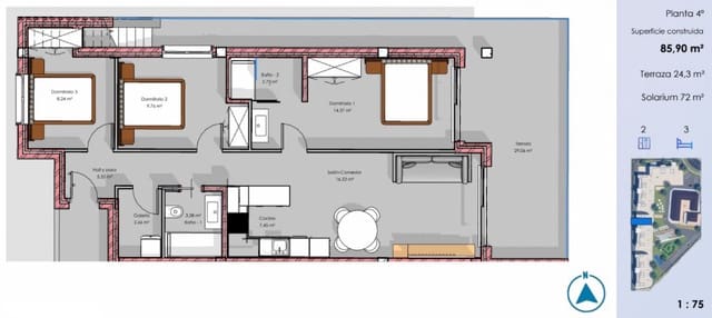 3 Zimmer Penthouse zu verkaufen in El Raso, Guardamar del Segura mit Pool - 395.000 € (Ref: 9802821)