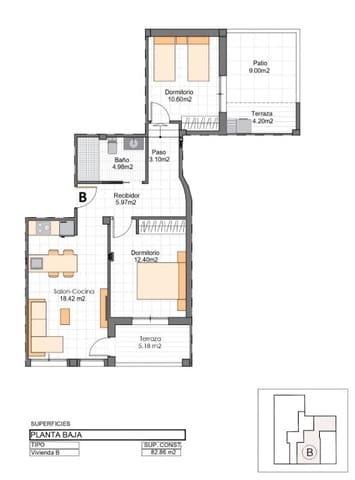 2 slaapkamer Appartement te koop in Lo Pagan, San Pedro del Pinatar met zwembad - € 277.400 (Ref: 9831978)