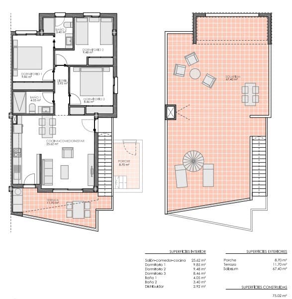 3 soverom Penthouse til salgs i Pilar de la Horadada med svømmebasseng garasje - € 299 900 (Ref: 9853030)