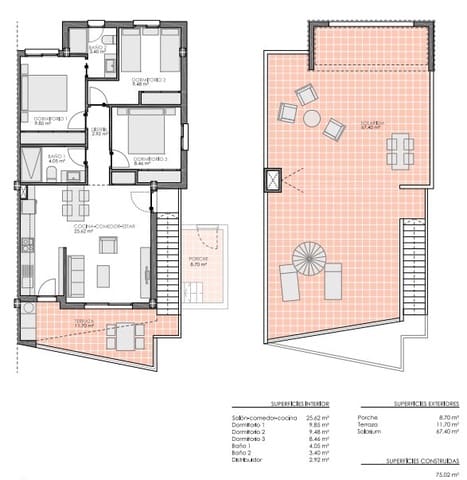 3 soverom Penthouse til salgs i Pinar de Campoverde, Pilar de la Horadada med svømmebasseng garasje - € 299 900 (Ref: 9853030)