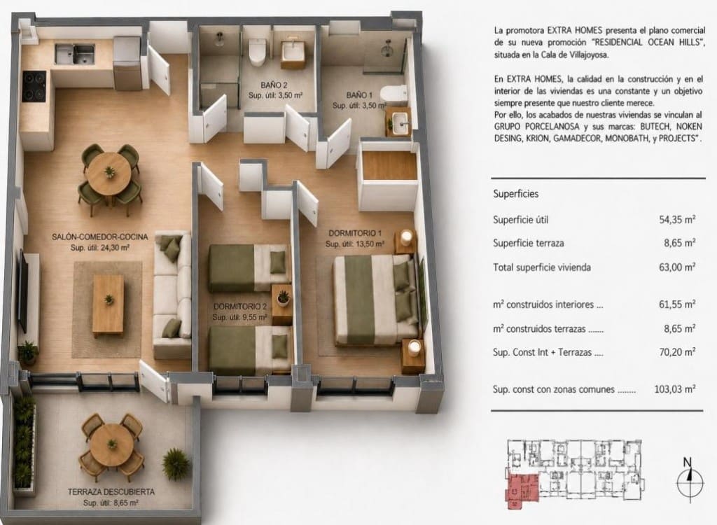 2 camera da letto Appartamento in vendita in La Villajoyosa / Vila Joiosa con piscina - 385.000 € (Rif: 9858547)
