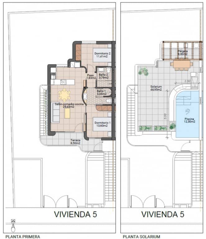 Ático de 2 habitaciones en Pilar de la Horadada en venta con piscina garaje - 299.900 € (Ref: 9932184)