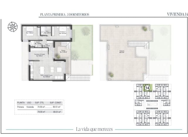 3 soveværelse Bungalow til salg i Condado de Alhama, Alhama de Murcia med swimmingpool - € 287.000 (Ref: 9061563)