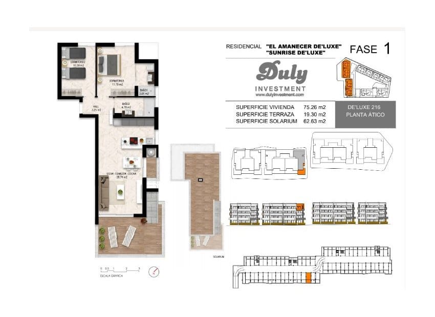 2 makuuhuone Kattohuoneisto myytävänä paikassa Playa Flamenca mukana uima-altaan - 595 000 € (Ref: 9211148)
