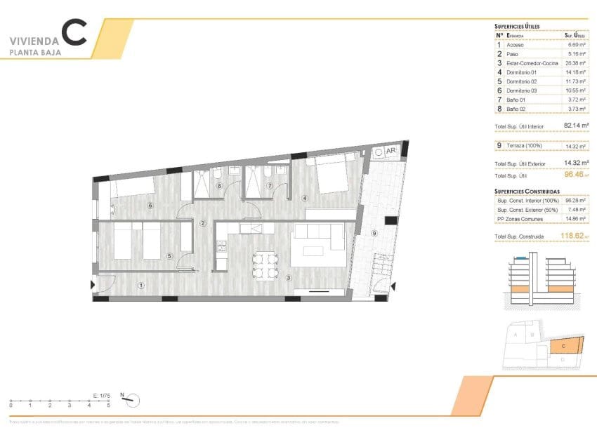 3 soverom Leilighet til salgs i Torrevieja med svømmebasseng - € 245 000 (Ref: 9500645)