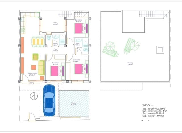 3 sypialnia Dom szeregowy na sprzedaż w Avileses, Miasto Murcja z basenem - 279 900 € (Ref: 9525341)
