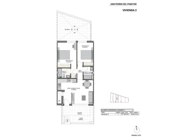 2 Zimmer Bungalow zu verkaufen in Los Cuarteros, San Pedro del Pinatar mit Pool - 299.950 € (Ref: 9525403)