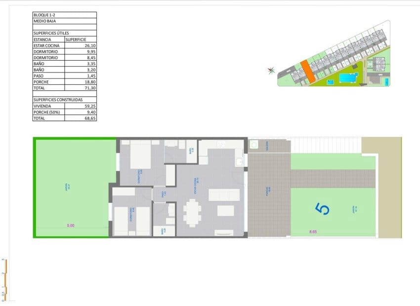 2 bedroom Bungalow for sale in Pilar de la Horadada with pool - € 296,000 (Ref: 9525409)