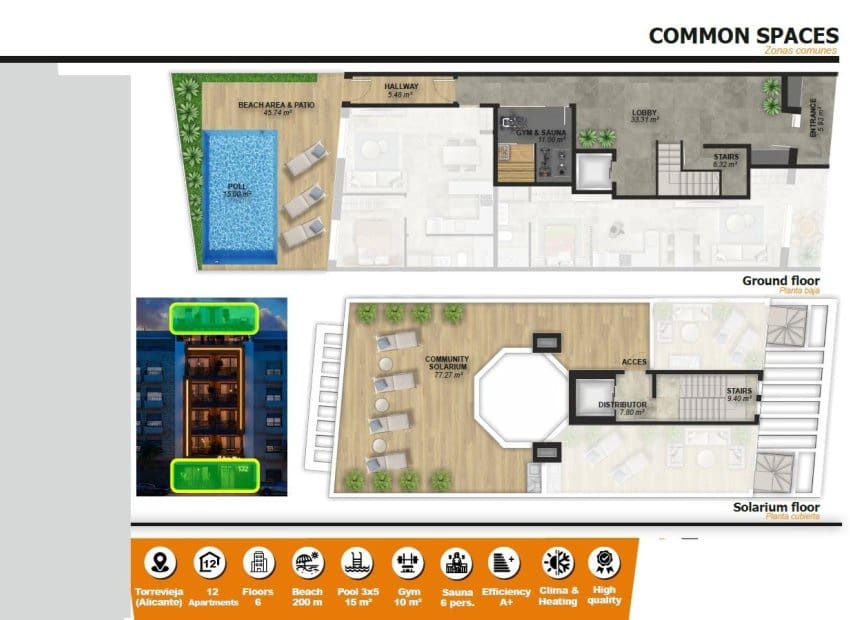 Apartamento de 1 habitación en Torrevieja en venta con piscina - 195.000 € (Ref: 9525458)