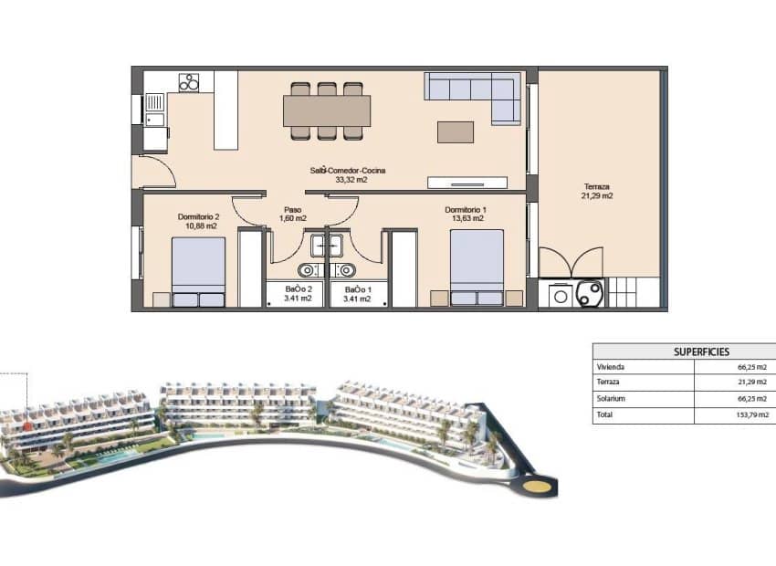 2 bedroom Apartment for sale in Finestrat with pool - € 349,900 (Ref: 9800066)