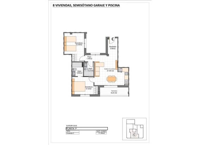 2 Zimmer Apartment zu verkaufen in Lo Pagan, San Pedro del Pinatar mit Pool - 267.400 € (Ref: 9841068)