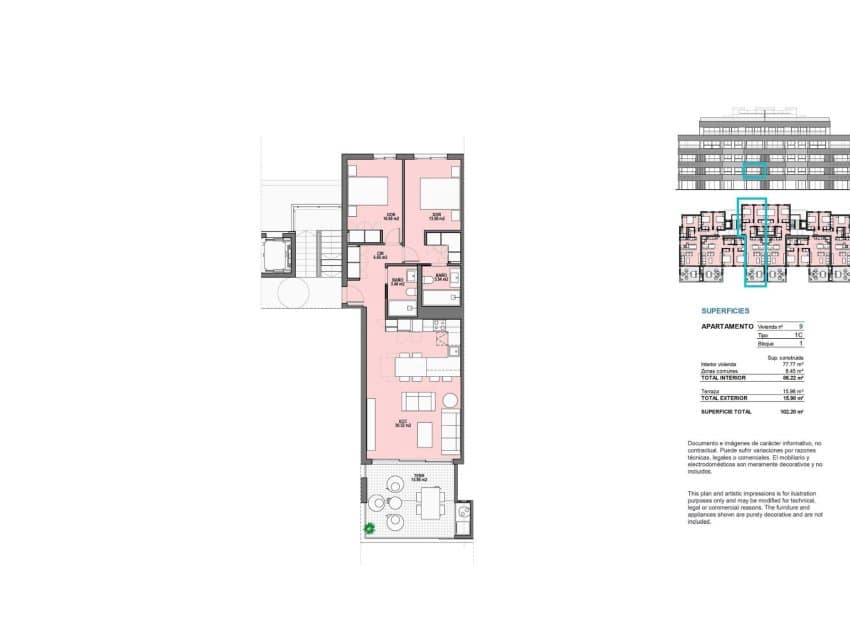 2 soveværelse Lejlighed til salg i Torre-Pacheco med swimmingpool - € 285.000 (Ref: 9843993)