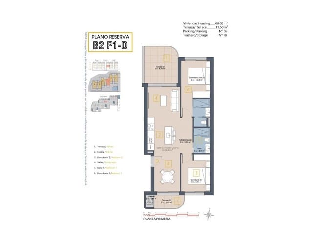 2 soveværelse Lejlighed til salg i Las Lomas de Rame - Bahía Bella, Los Alcázares med swimmingpool - € 279.900 (Ref: 9981255)