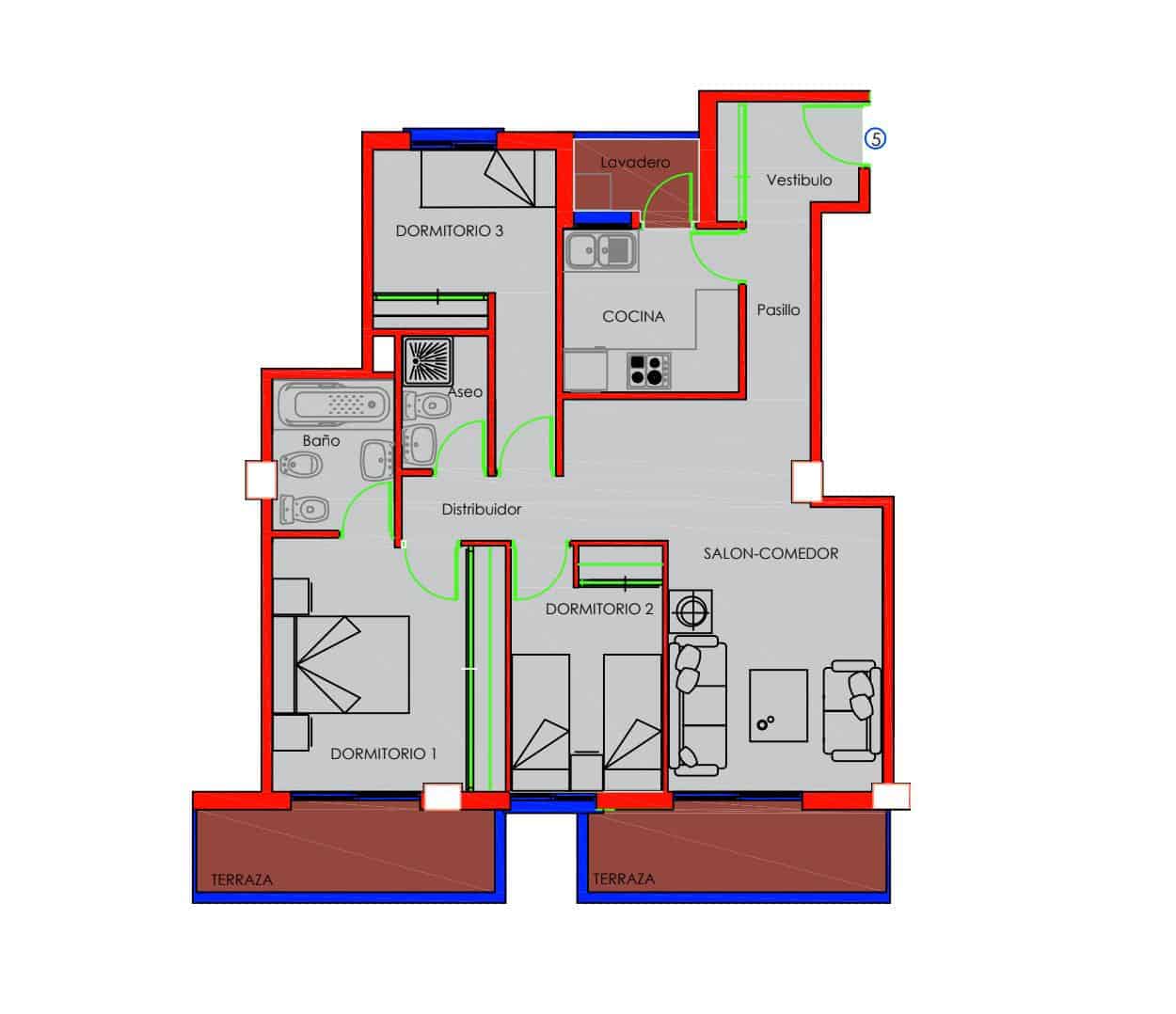 3 camera da letto Appartamento in vendita in Malaga citta con garage - 449.000 € (Rif: 9699869)