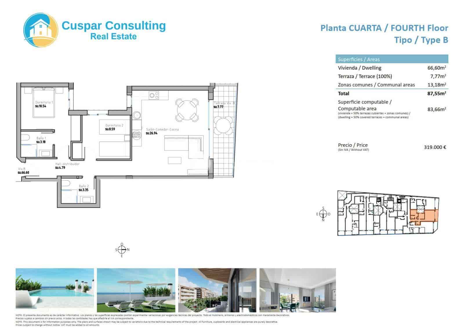 3 soveværelse Lejlighed til salg i Guardamar del Segura med swimmingpool garage - € 344.000 (Ref: 8635013)