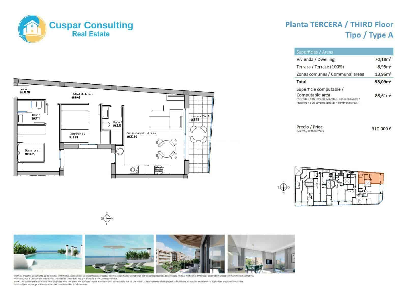 3 soveværelse Lejlighed til salg i Guardamar del Segura med swimmingpool garage - € 344.000 (Ref: 8635013)