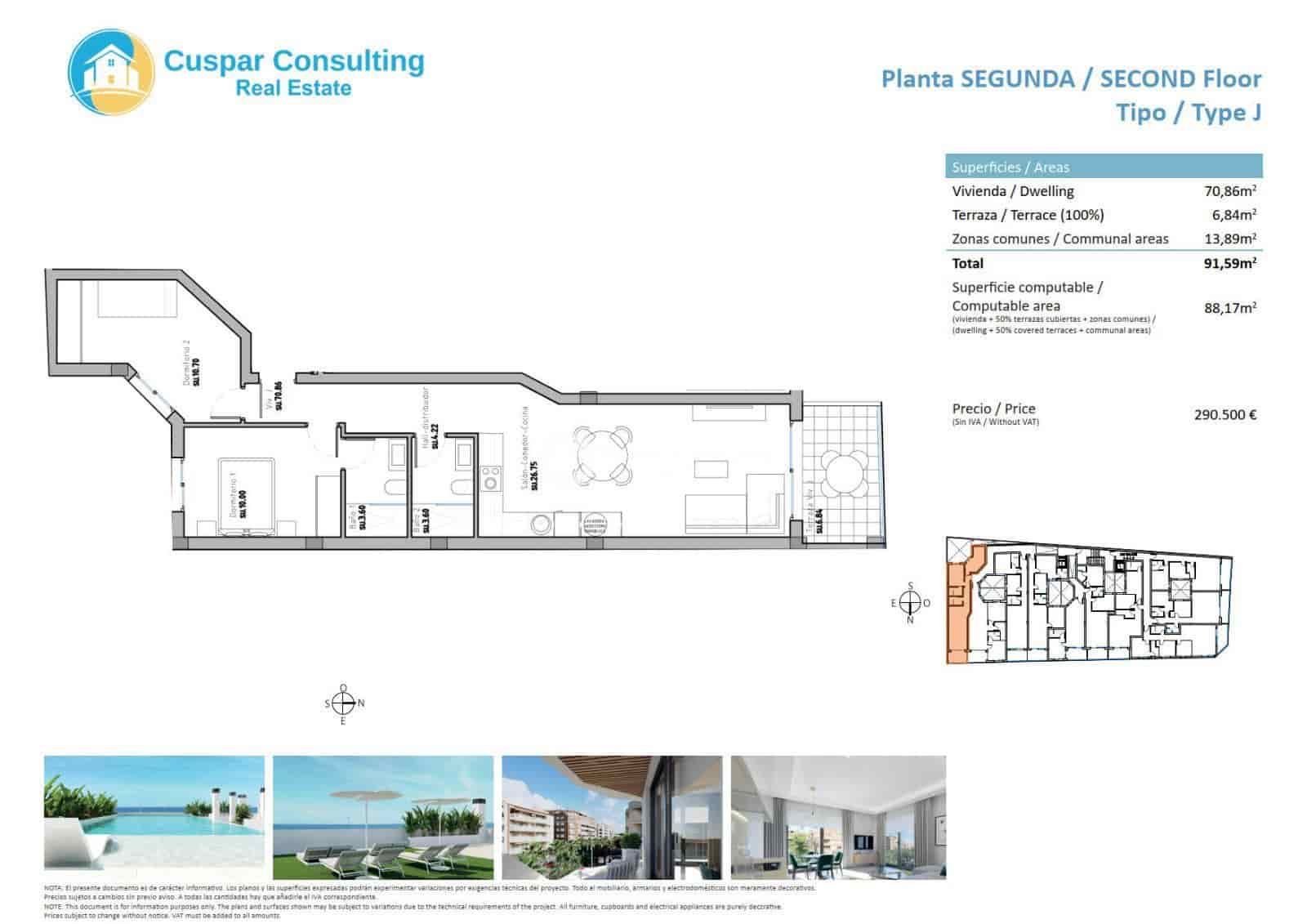 2 soveværelse Lejlighed til salg i Guardamar del Segura med swimmingpool garage - € 359.000 (Ref: 8635014)