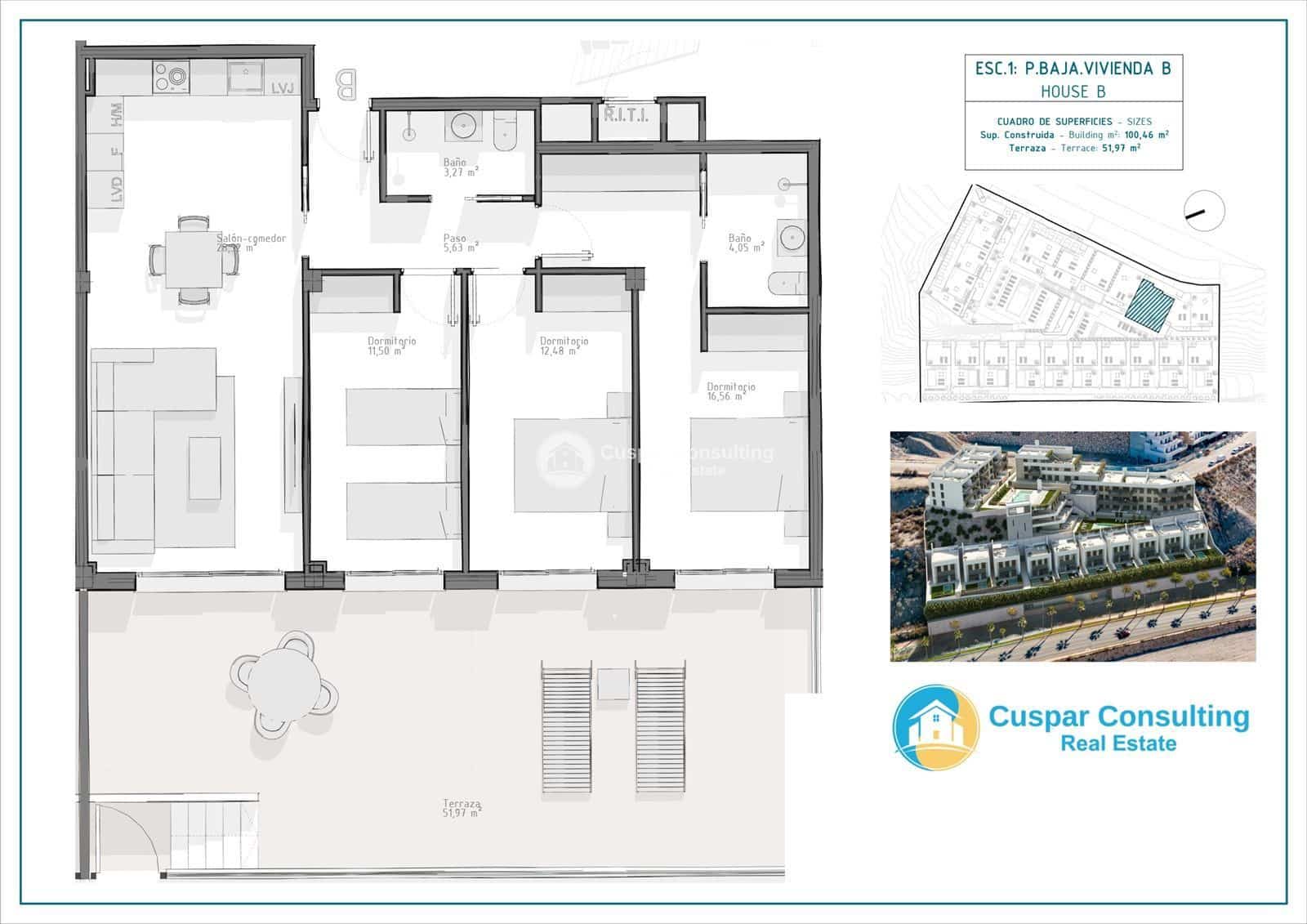 3 soveværelse Penthouse til salg i Aguilas med swimmingpool garage - € 288.000 (Ref: 8734902)