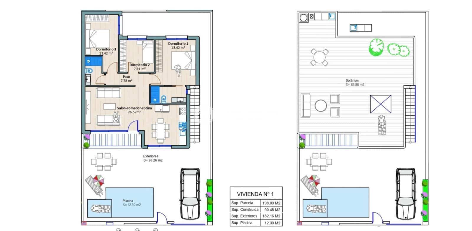 2 slaapkamer Villa te koop in Torre-Pacheco met zwembad garage - € 299.900 (Ref: 8738356)