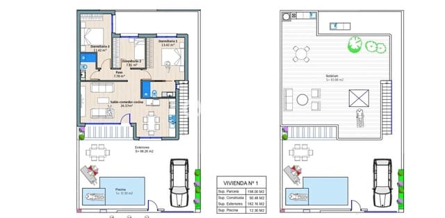 2 slaapkamer Villa te koop in Torre-Pacheco met zwembad garage - € 299.900 (Ref: 8738356)
