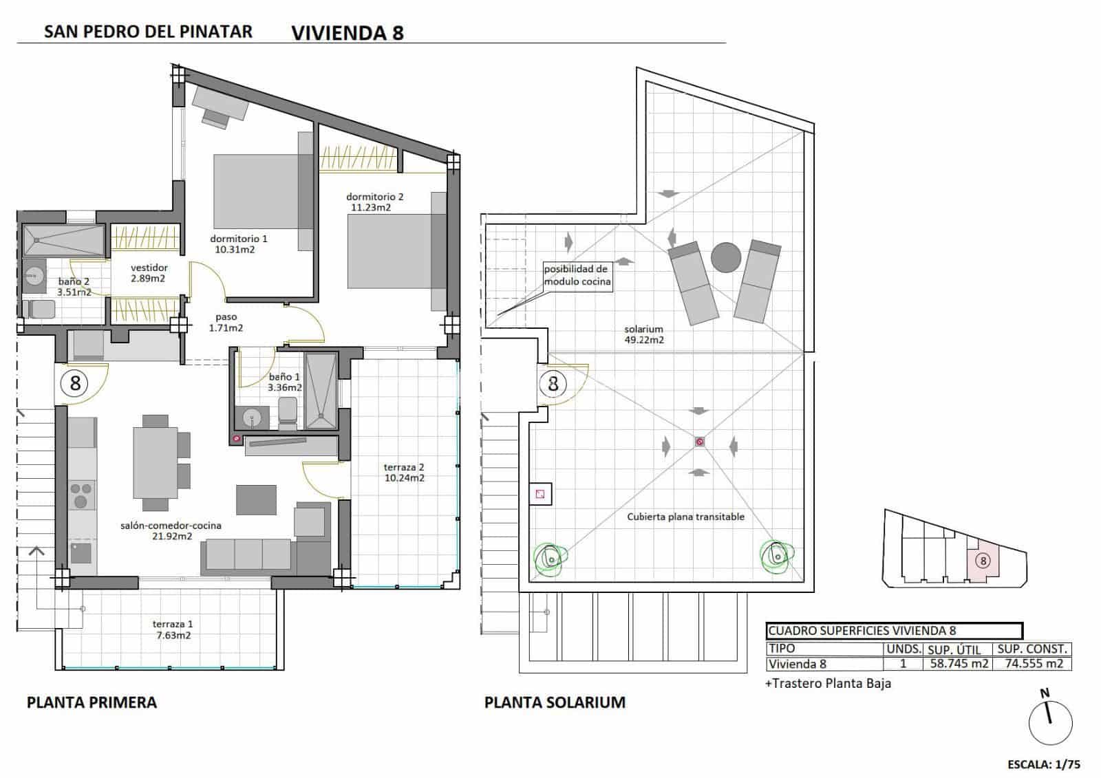 2 quarto Penthouse para venda em San Pedro del Pinatar com piscina garagem - 269 950 € (Ref: 8765036)