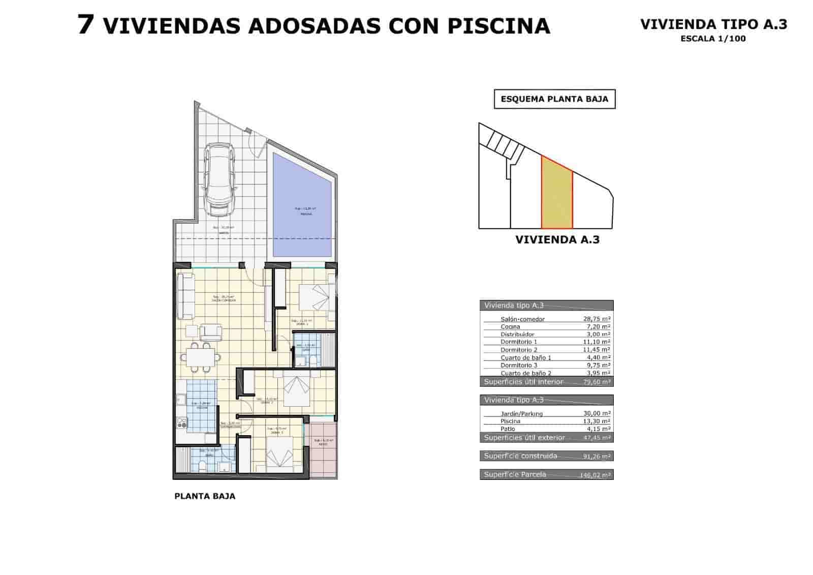 Piso de 3 habitaciones en Pilar de la Horadada en venta con piscina garaje - 299.900 € (Ref: 8811867)