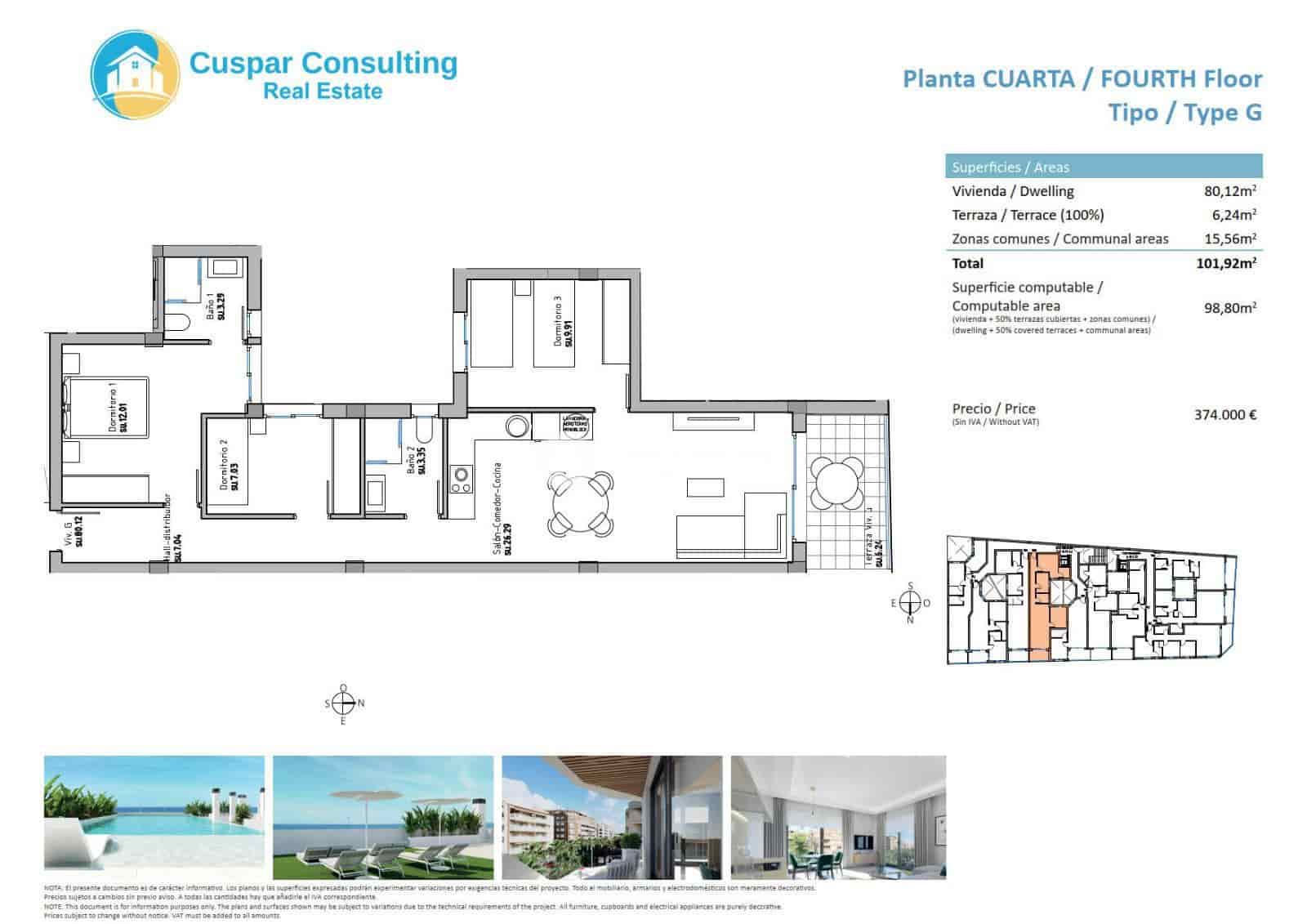 2 soveværelse Lejlighed til salg i Guardamar del Segura med swimmingpool garage - € 319.500 (Ref: 8903159)