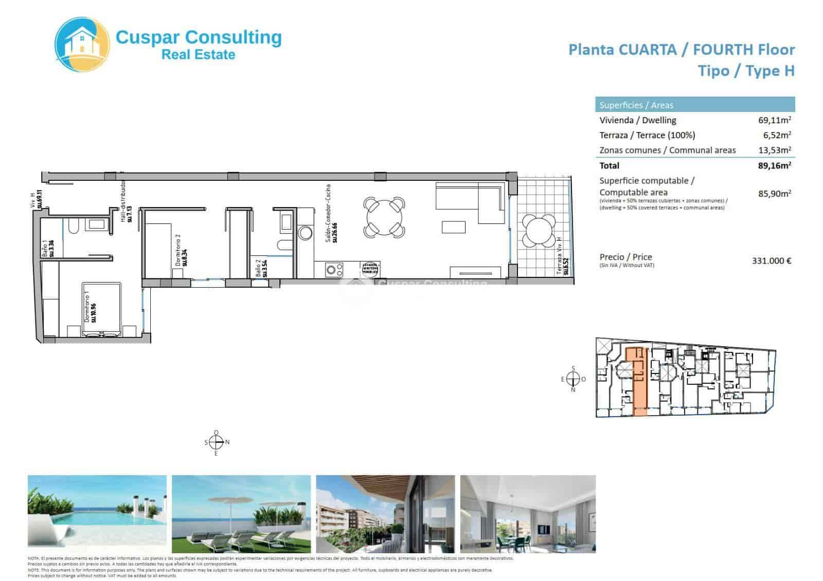 2 soveværelse Lejlighed til salg i Guardamar del Segura med swimmingpool garage - € 319.500 (Ref: 8903159)