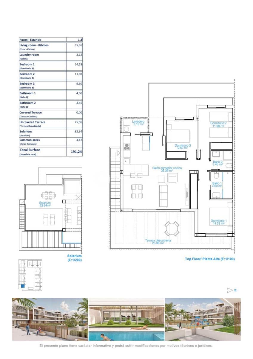 3 soverom Penthouse til salgs i Torre de la Horadada med svømmebasseng garasje - € 539 000 (Ref: 8934733)