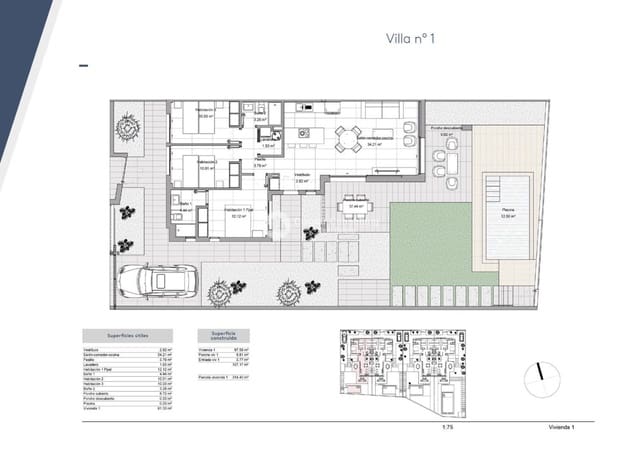 3 slaapkamer Villa te koop in Santiago de la Ribera, San Javier met zwembad garage - € 476.900 (Ref: 8934887)