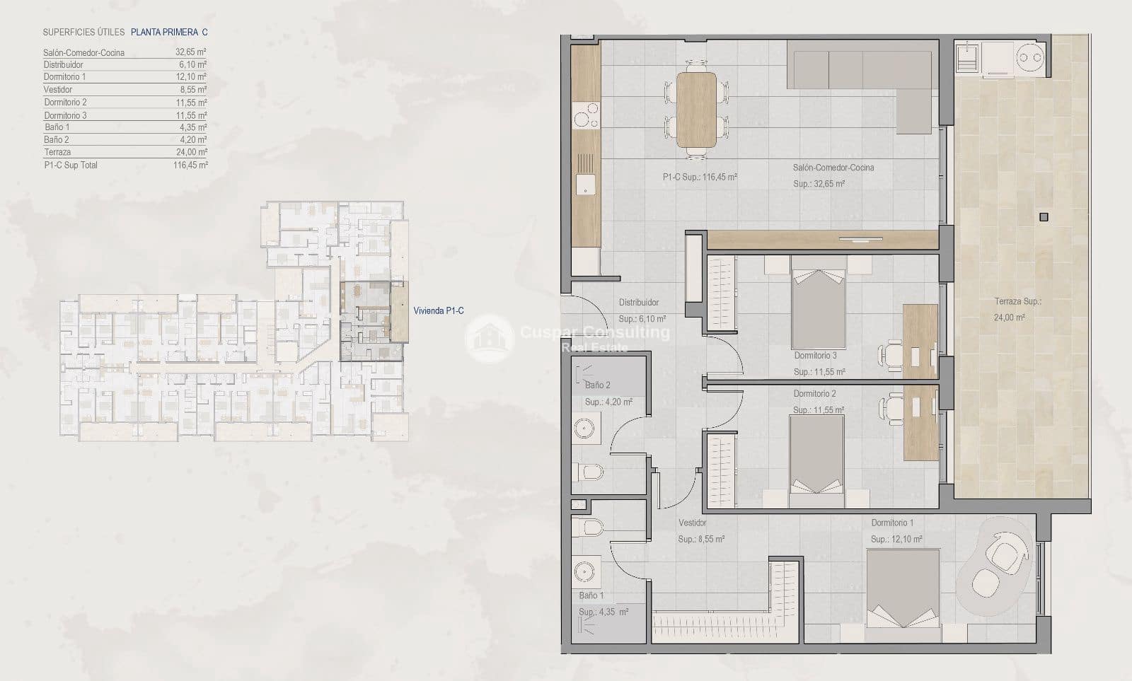 3 bedroom Penthouse for sale in Torre-Pacheco with pool garage - € 192,000 (Ref: 8981118)