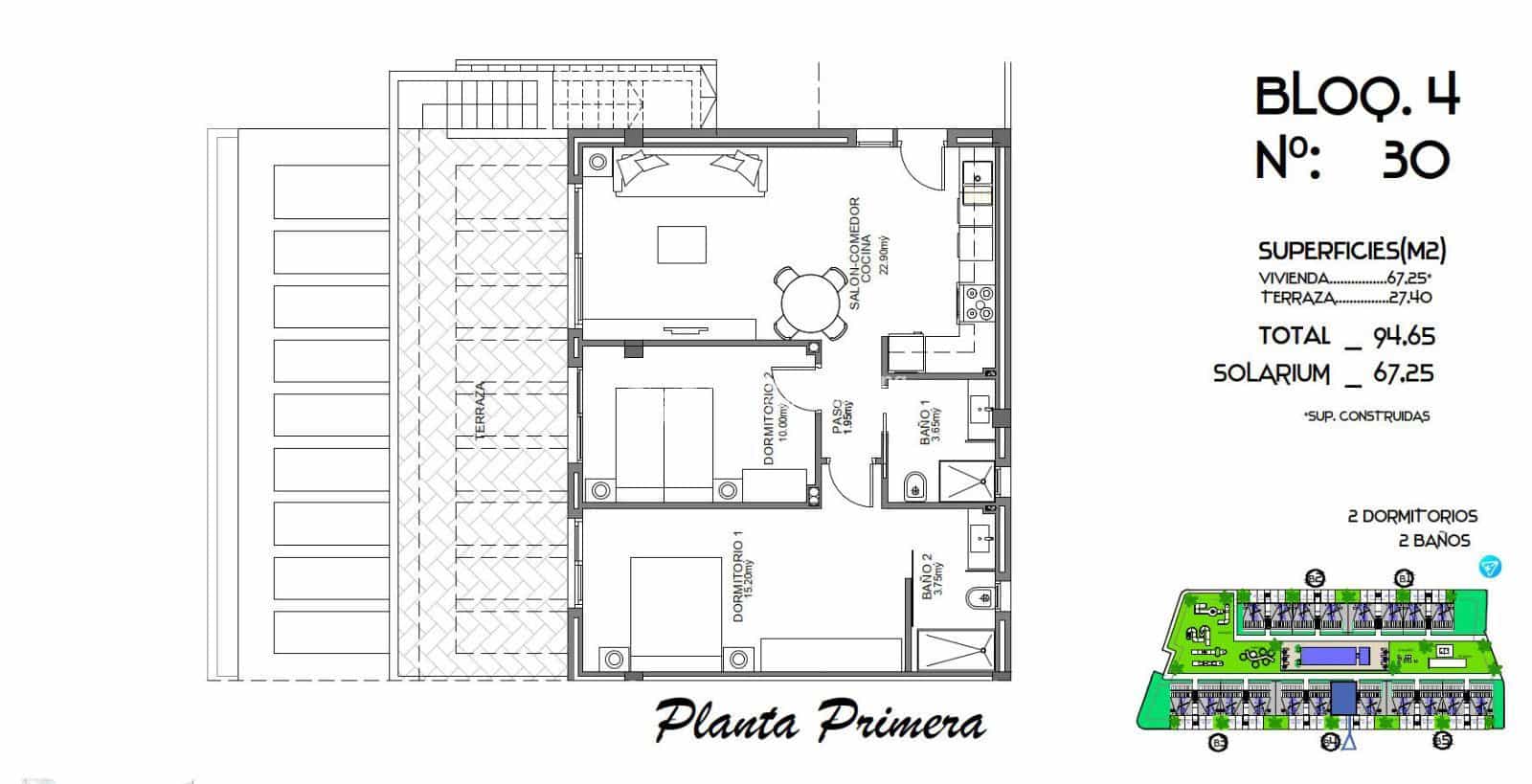 2 slaapkamer Penthouse te koop in Algorfa met zwembad garage - € 276.000 (Ref: 9000310)
