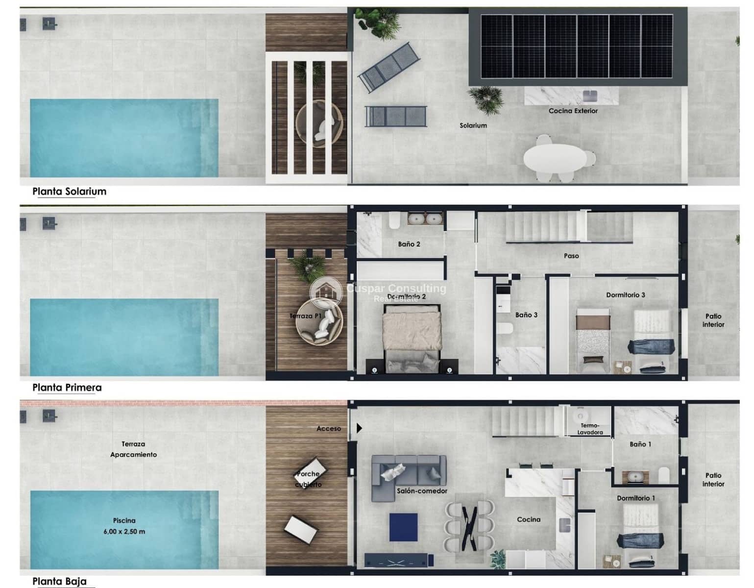 3 bedroom Townhouse for sale in Pilar de la Horadada with pool garage - € 385,000 (Ref: 9015498)