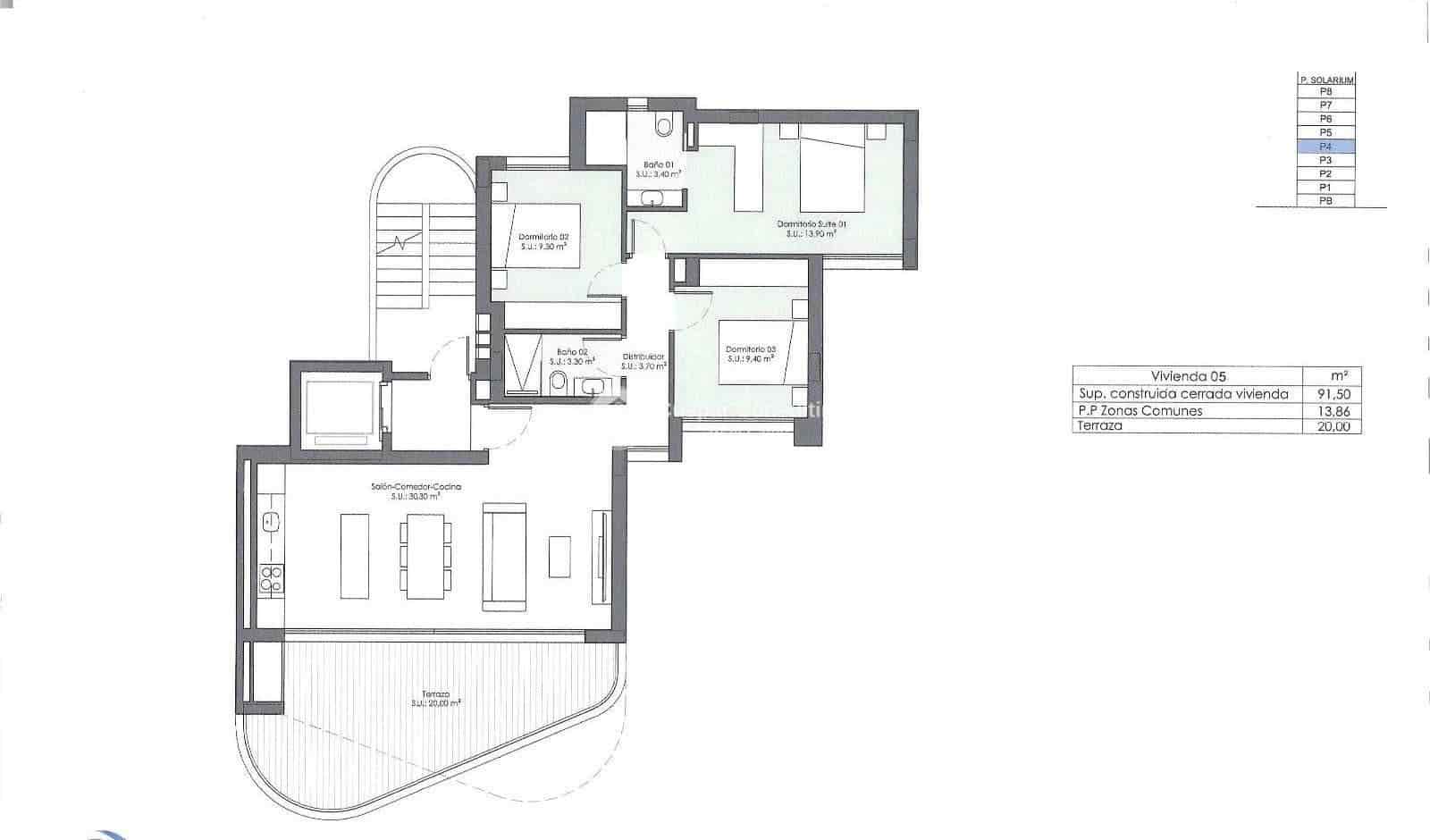 3 soveværelse Penthouse til salg i Guardamar del Segura med swimmingpool garage - € 550.000 (Ref: 9025704)