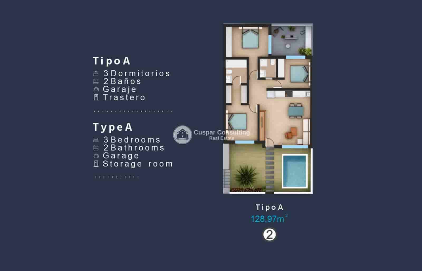 2 quarto Penthouse para venda em San Pedro del Pinatar com piscina garagem - 288 000 € (Ref: 9088299)