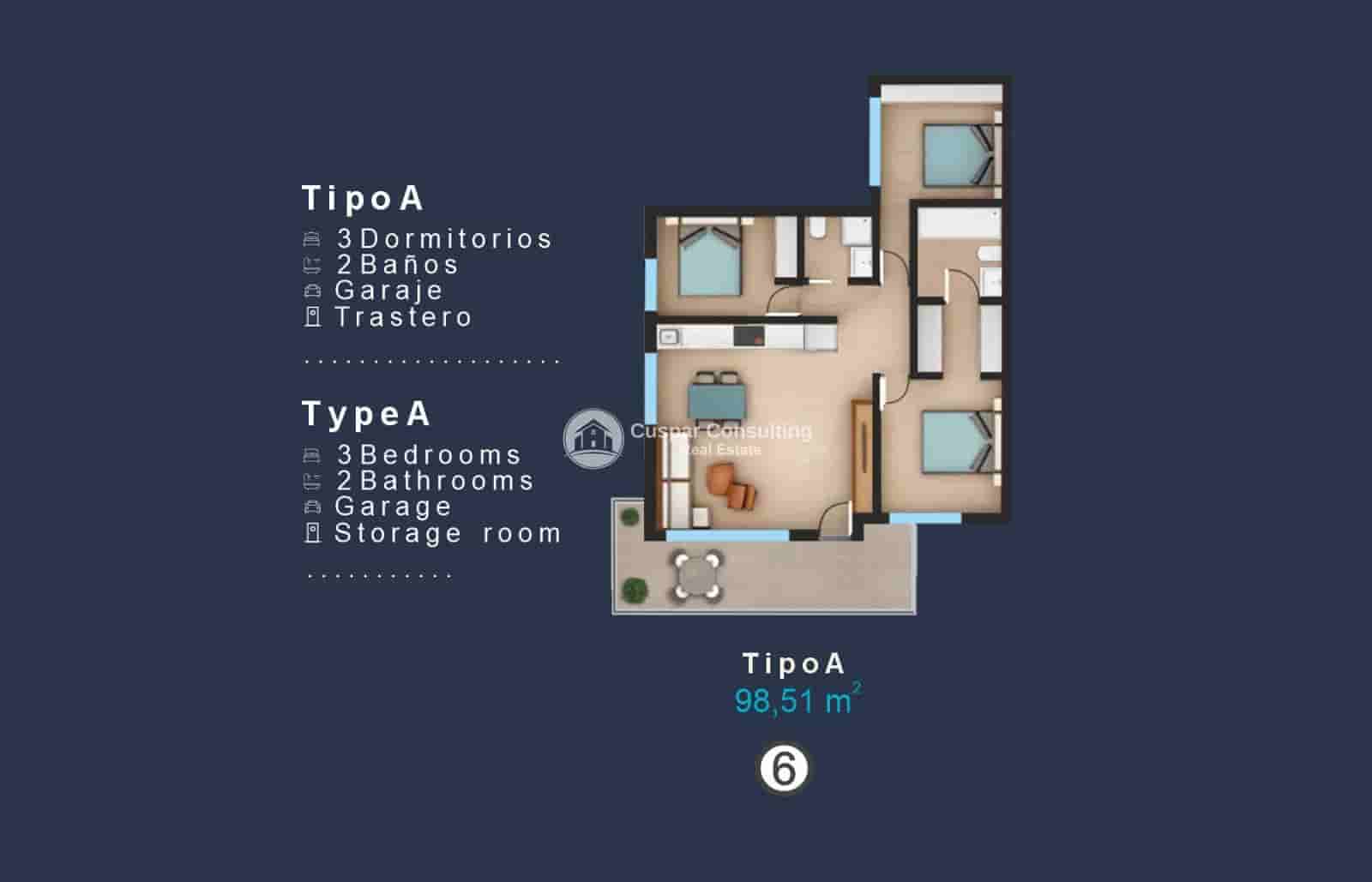 3 quarto Penthouse para venda em San Pedro del Pinatar com piscina garagem - 324 000 € (Ref: 9146137)