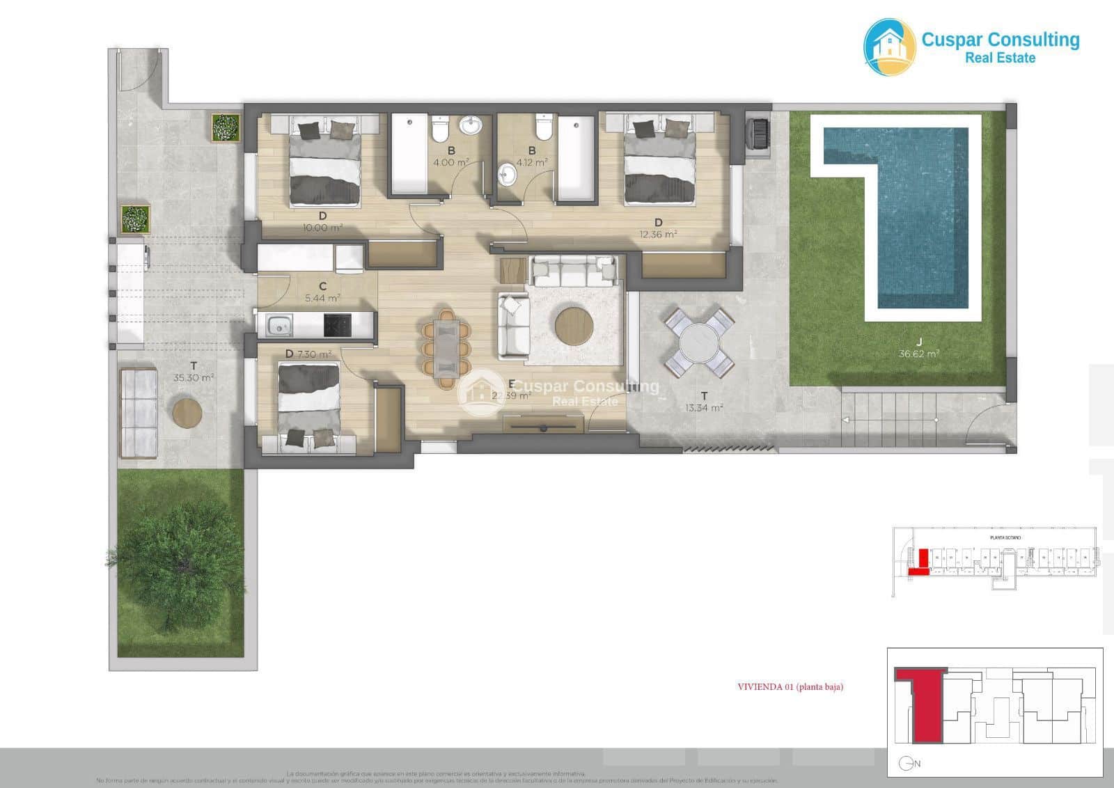 2 soveværelse Lejlighed til salg i La Azohia med swimmingpool garage - € 308.456 (Ref: 9248386)