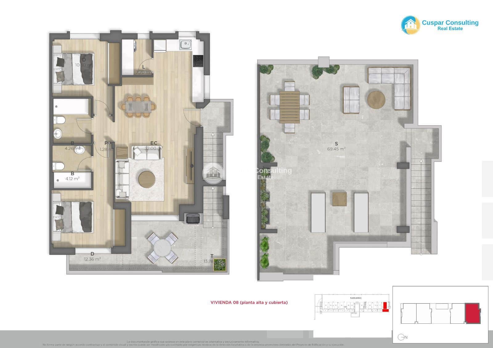 2 soveværelse Penthouse til salg i La Azohia med swimmingpool garage - € 308.456 (Ref: 9248387)