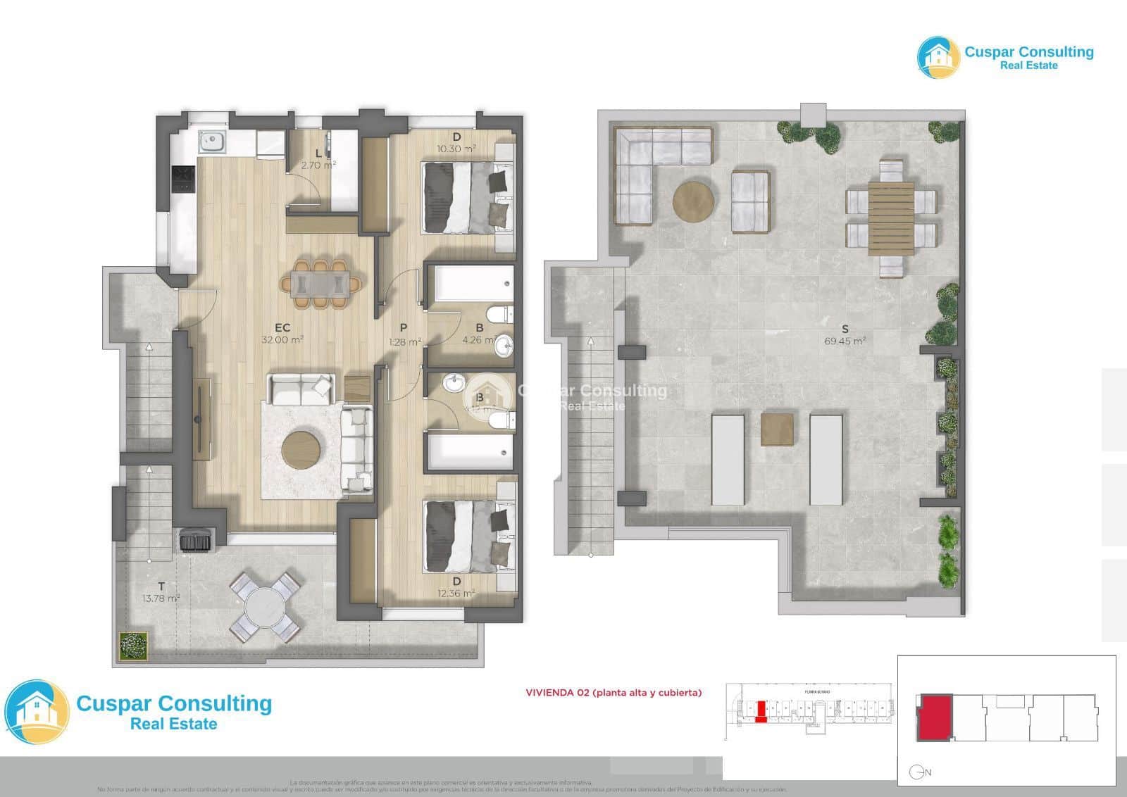 2 soveværelse Penthouse til salg i La Azohia med swimmingpool garage - € 308.456 (Ref: 9248387)