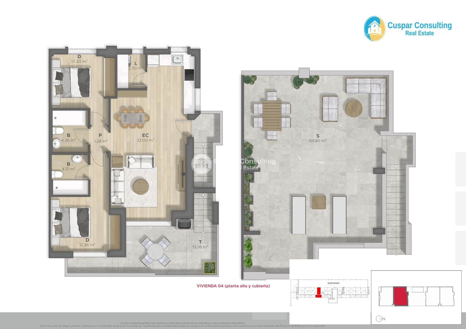 2 soveværelse Penthouse til salg i La Azohia med swimmingpool garage - € 308.456 (Ref: 9248387)