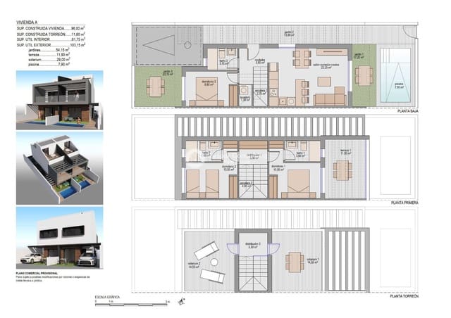 3 bedroom Townhouse for sale in Santiago de la Ribera, San Javier with pool garage - € 400,000 (Ref: 9278275)