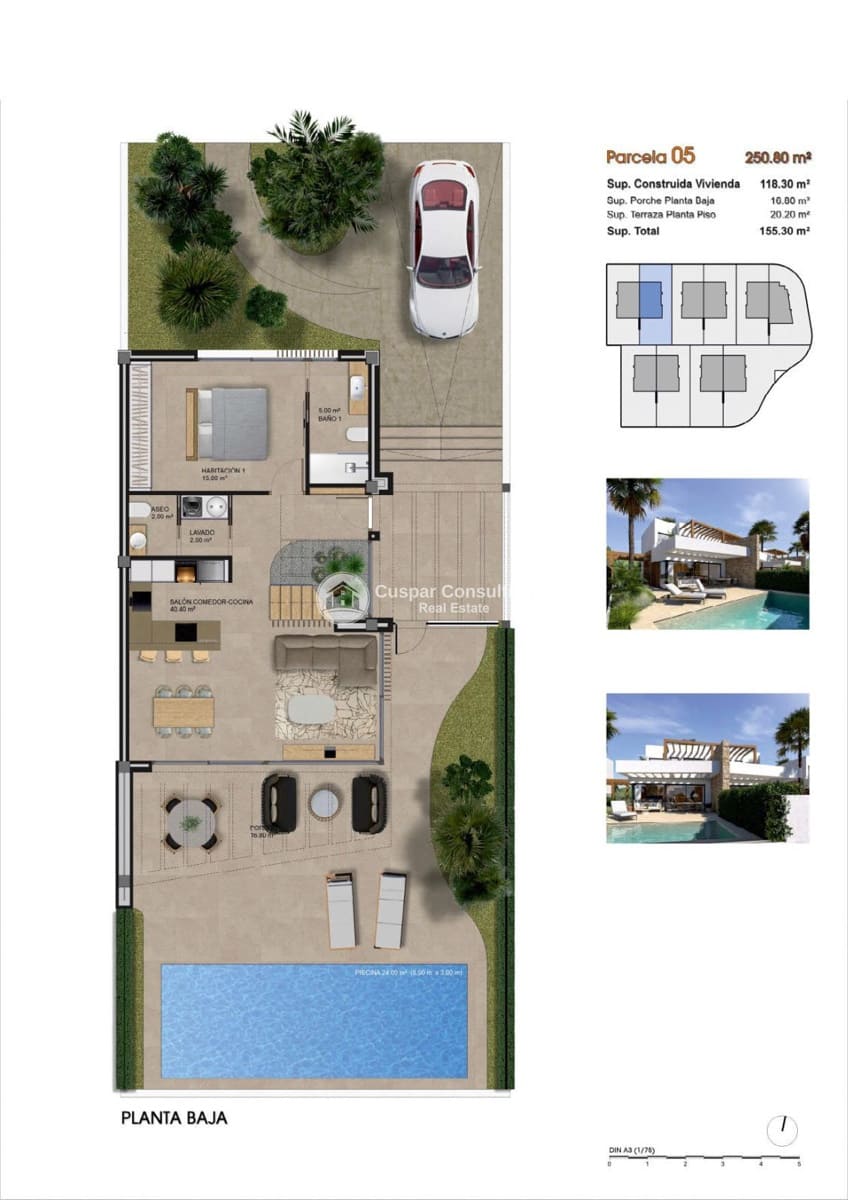 3 quarto Casa em Banda para venda em Monforte del Cid com piscina garagem - 485 000 € (Ref: 9304860)