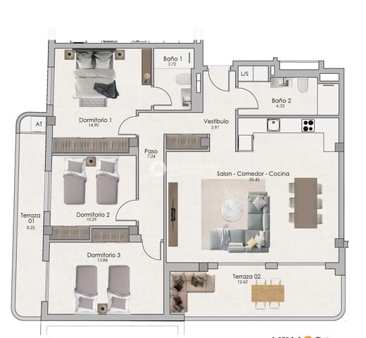 2 soverom Penthouse til salgs i Norte, Santa Pola med svømmebasseng garasje - € 298 000 (Ref: 9773460)