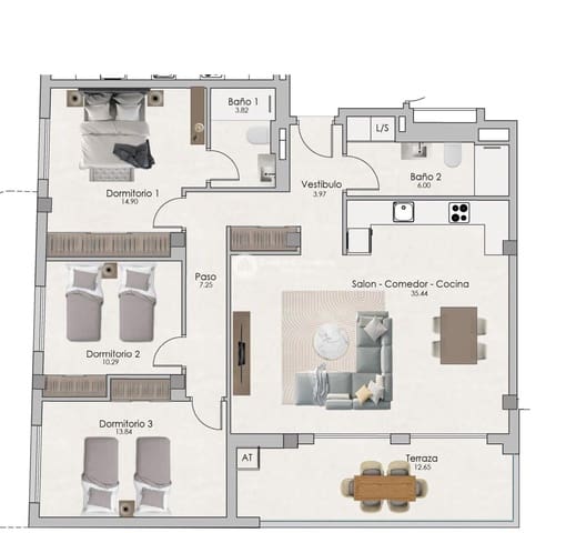 2 soverom Penthouse til salgs i Norte, Santa Pola med svømmebasseng garasje - € 298 000 (Ref: 9773460)