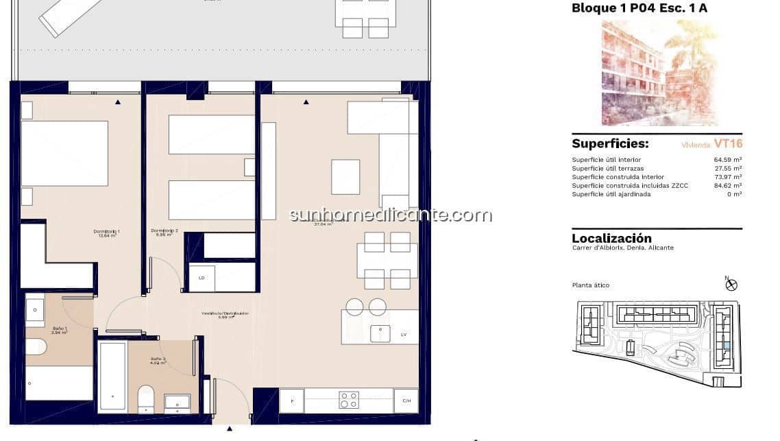 2 sovrum Lägenhet till salu i Denia med pool garage - 360 000 € (Ref: 8710691)