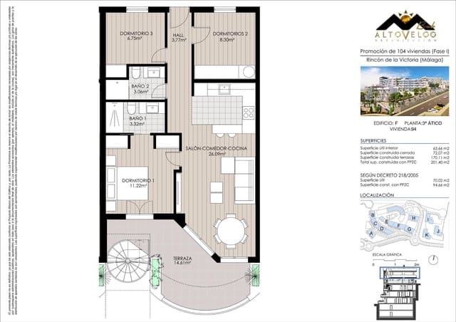 3 bedroom Penthouse for sale in Rincón de la Victoria with pool garage - € 490,000 (Ref: 9998917)