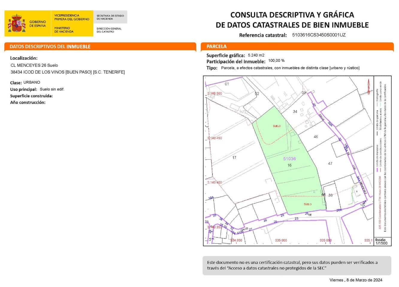 Ubebygd land til salgs i Icod de los Vinos - € 530 000 (Ref: 8374783)