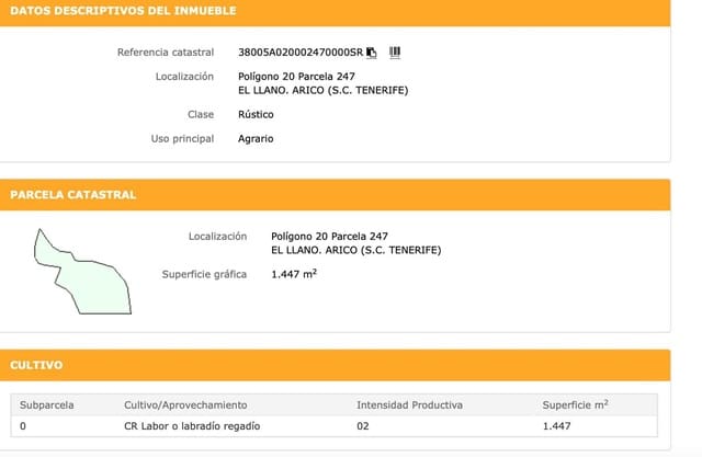 Ubebygd land til salgs i Villa de Arico, Arico - € 21 000 (Ref: 8451638)