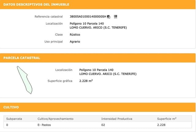 Ubebygd land til salgs i Arico - € 12 000 (Ref: 8840501)